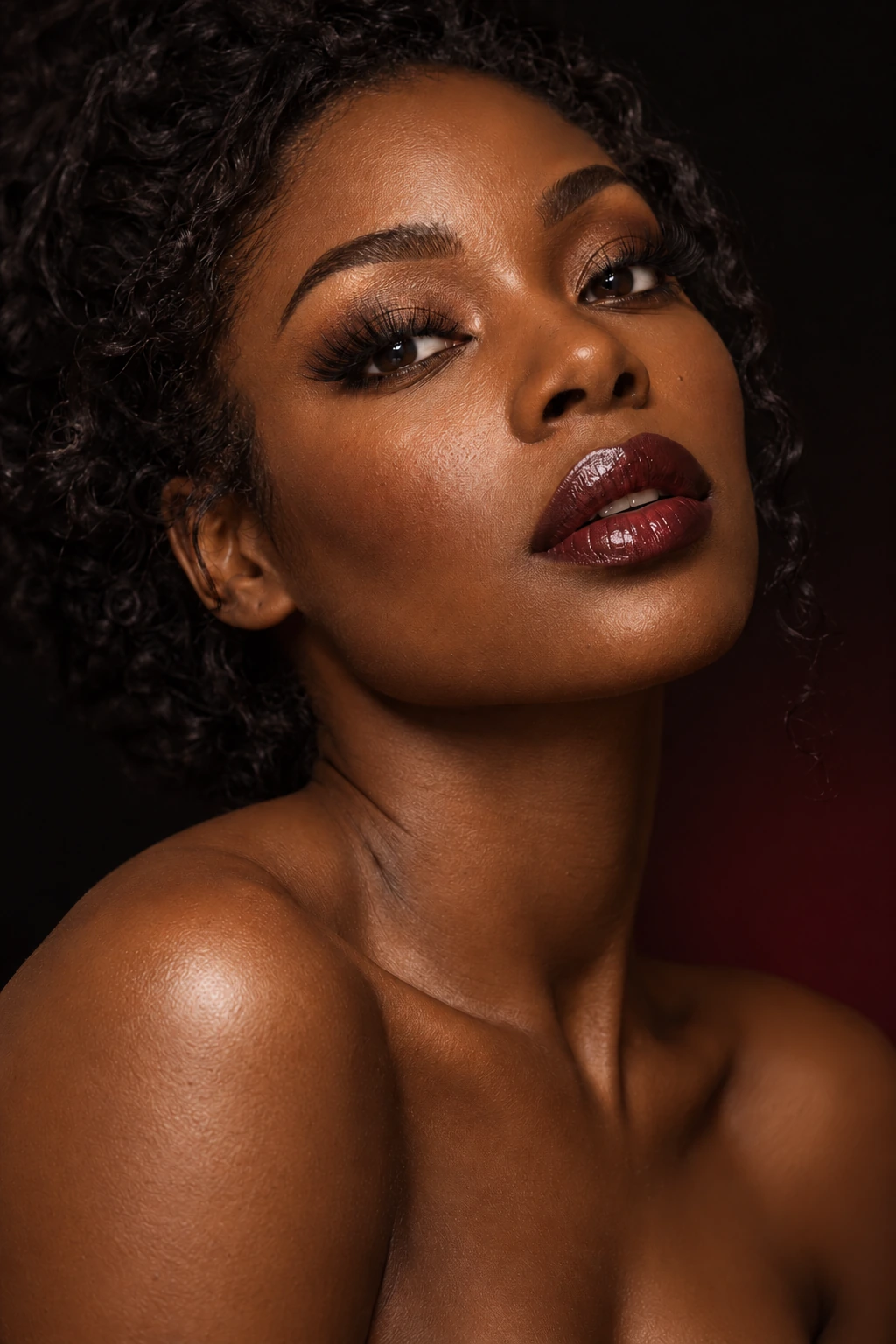 Coconoir Lavish campaign portrait: A woman in a green velvet top looks toward the camera in warm eye makeup.